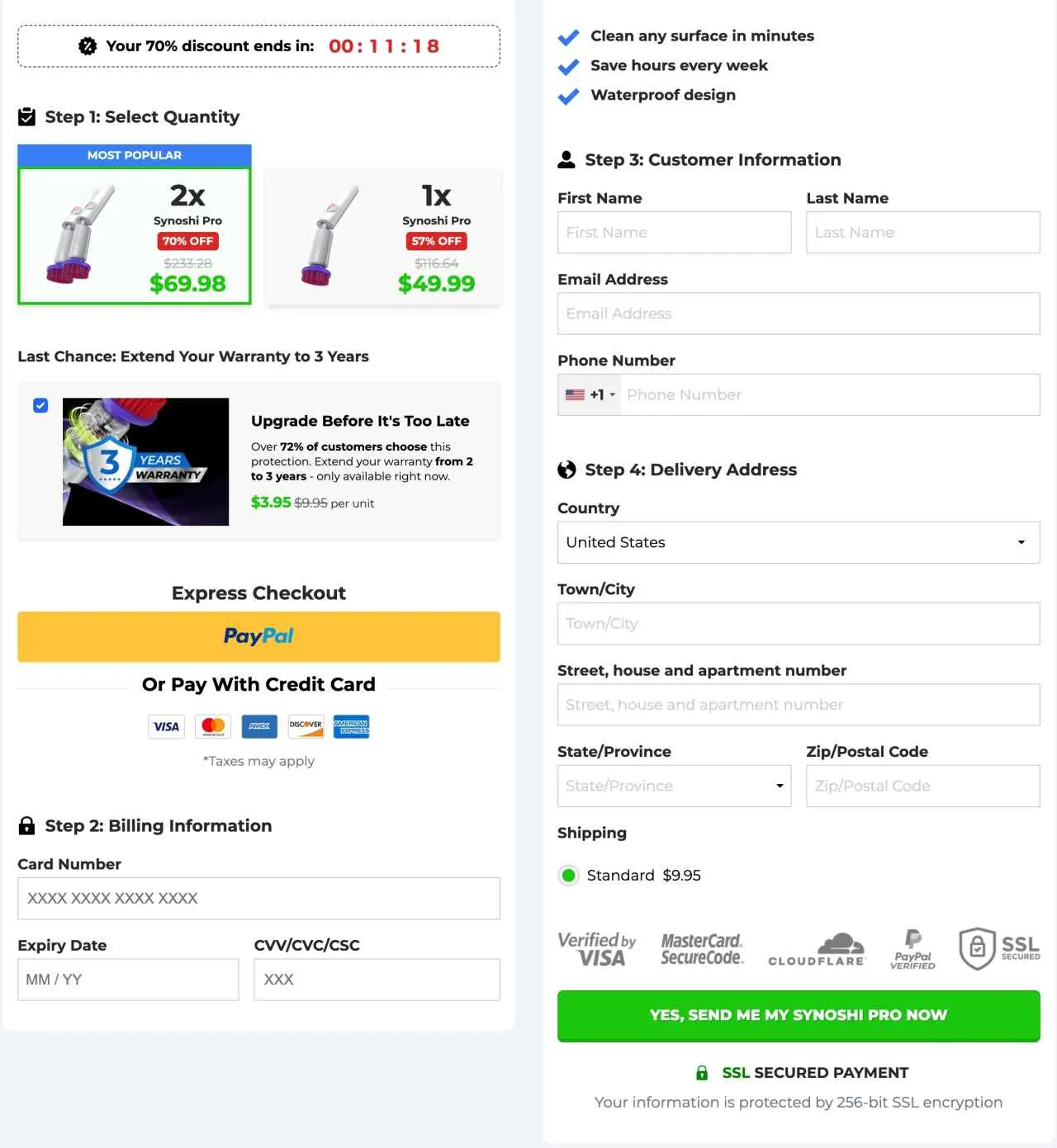 Synoshi Pro Secure Checkout — Order Official Power Scrubber USA